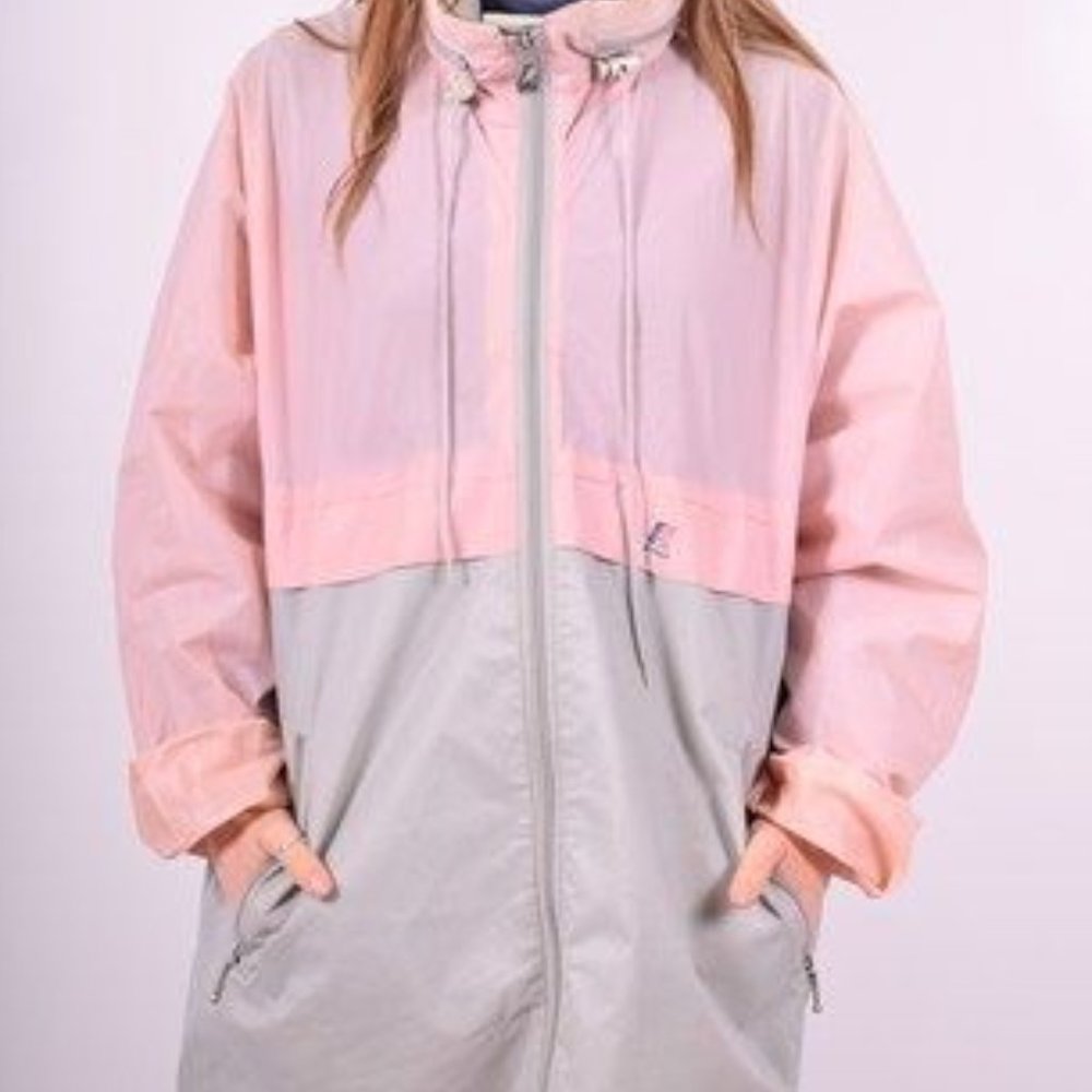 K-Way Retro Wind Rain Coat Hood Two-tone
